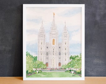 Salt Lake Temple Watercolor Print
