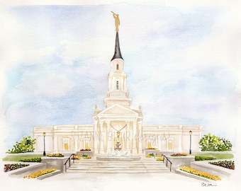 Hartford, Connecticut LDS tempel aquarel digitale download