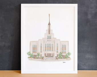 Saratoga Springs Temple Watercolor Print