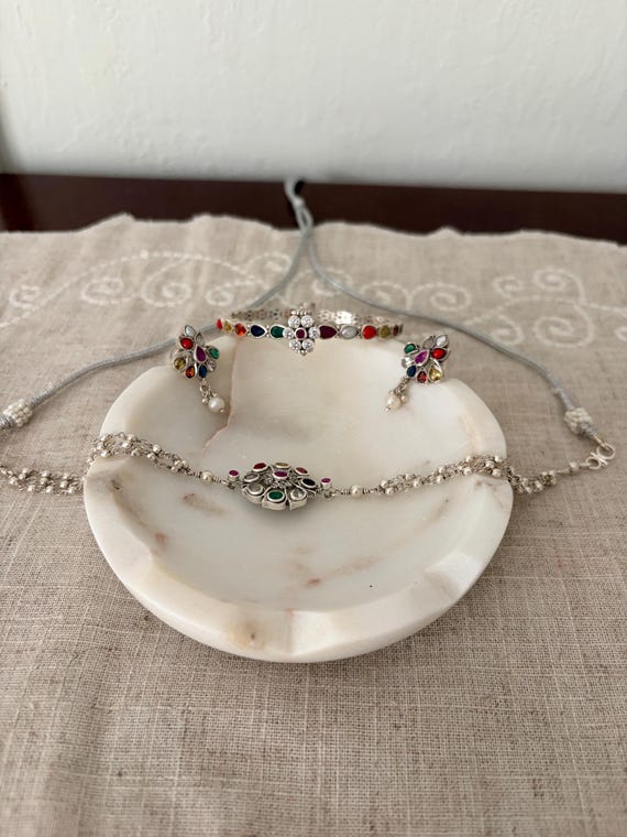 Solid 925 silver and 9 gems navratna set - image 1