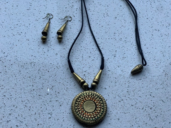 Terracotta necklace and earrings set - image 1