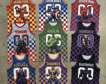Basketbalshirt Marvel Avengers, mouwloze tanktop superheld, Iron Man Spider Man, Captain America, Hulk, Thor, Thanos-shirt VS