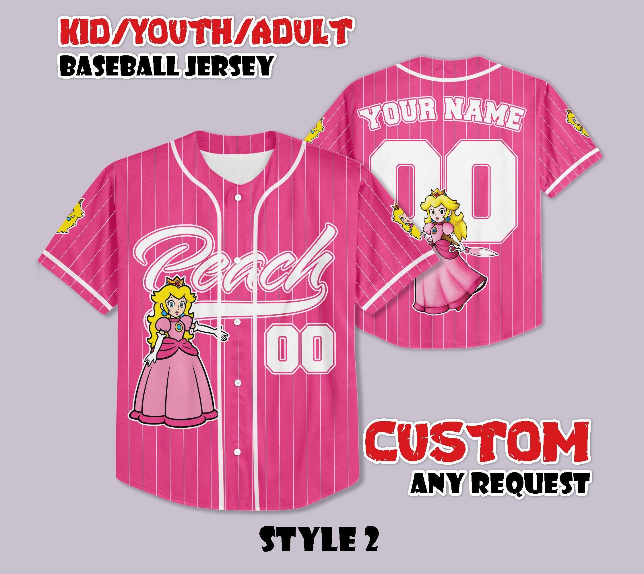 Discover Custom Princess Peach Baseball Jersey, Super Mario Fan Gift