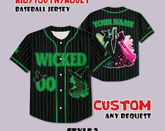 Maglia da baseball Wicked personalizzata: maglietta musicale Elphaba & Glinda