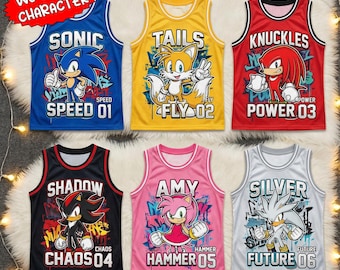 Sonic-basketbalshirt, Sonic The Hedgehog Cartoon-tanktop, Gamer Gift USA, mouwloos gameshirt voor kinderen en heren