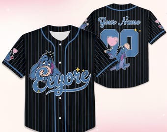 Camiseta de béisbol personalizada de Disney Eeyore, camiseta personalizada de Disney Eeyore, atuendo del equipo de béisbol de Winnie the Pooh, camiseta de Disneyland Eeyore