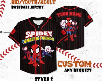 Custom Spidey and Friends Baseball Jersey: Personalized Superhero Shirt