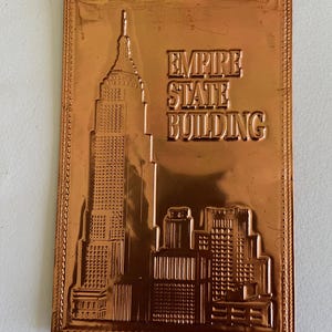 cartolina d'epoca in RAME EMPIRE STATE BUILDING, New York, anni '80, pubblicata da Kopper Kard