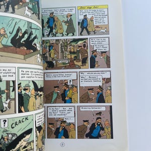 May include: A comic book page featuring panels with illustrations and speech bubbles. The panels depict various scenes with characters in different settings. Text includes phrases like "Some days later..." and "Blistering barnacles!"