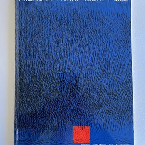 May include: A blue and black abstract print cover for the book "American Prints Today 1962" published by the Print Council of America.