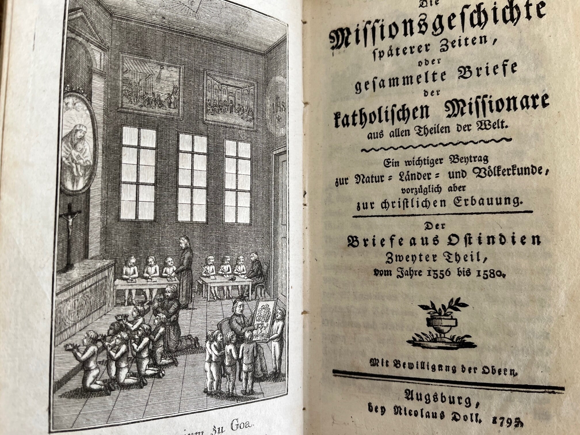 antique 1795 MISSIONARIES Catholic East Indies  1556 - 1580/ Missionsgeschichte katholischen Ostindien Zweyter Theil/ German leather vintage