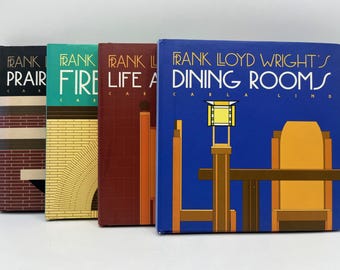 FRANK LLOYD WRIGHT ~ lot de 4 mini-livres ~ Vie et maisons, salles à manger, maisons de prairie, cheminées, architecture moderne, architecte