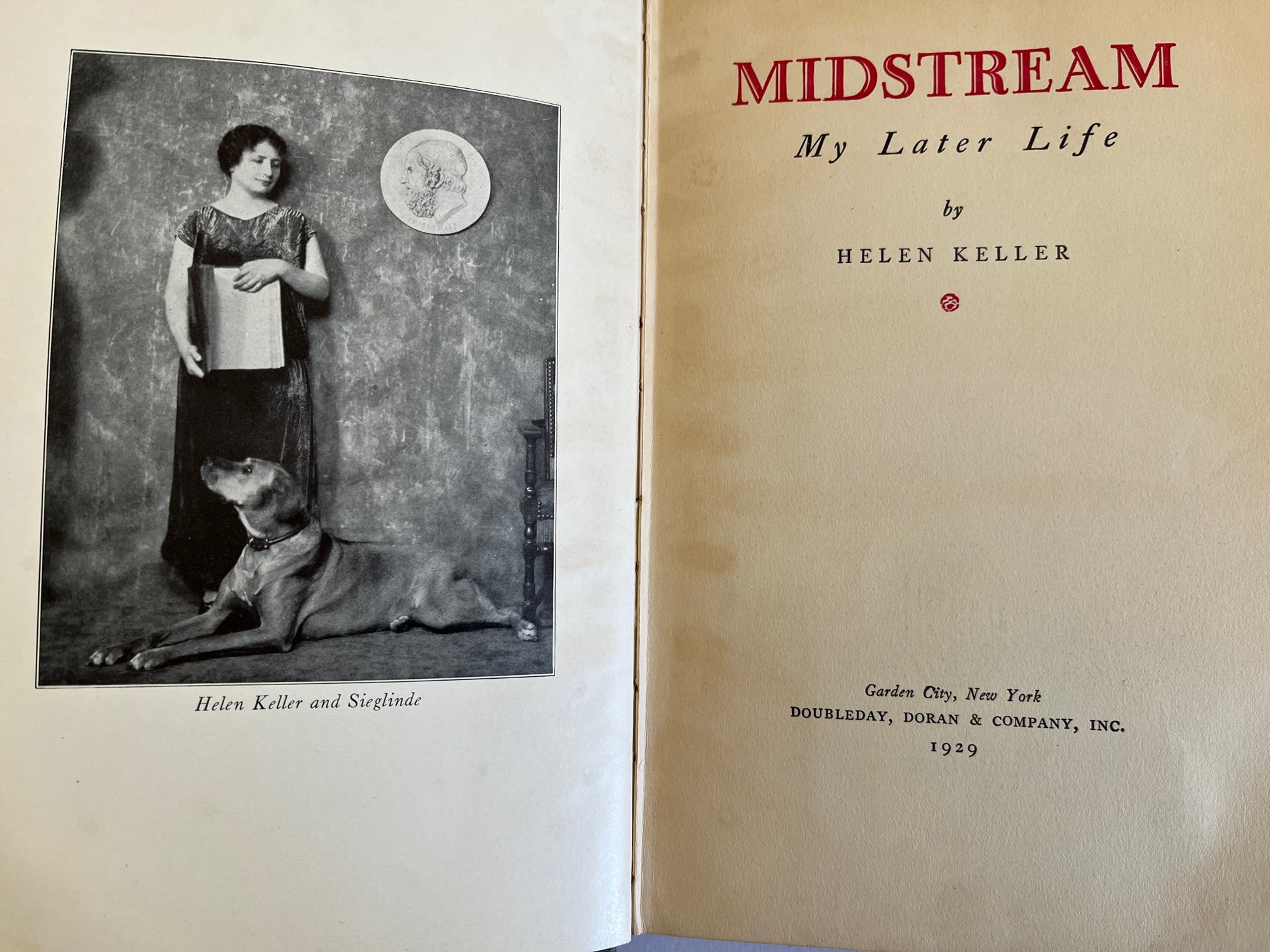 1920's HELEN KELLER ~ MIDSTREAM My Later Life ~ 1929 ~ memoir autobiography  ~ vintage photos (Charlie Chaplin) ~ disibility rights advocate, image size:2016x1512