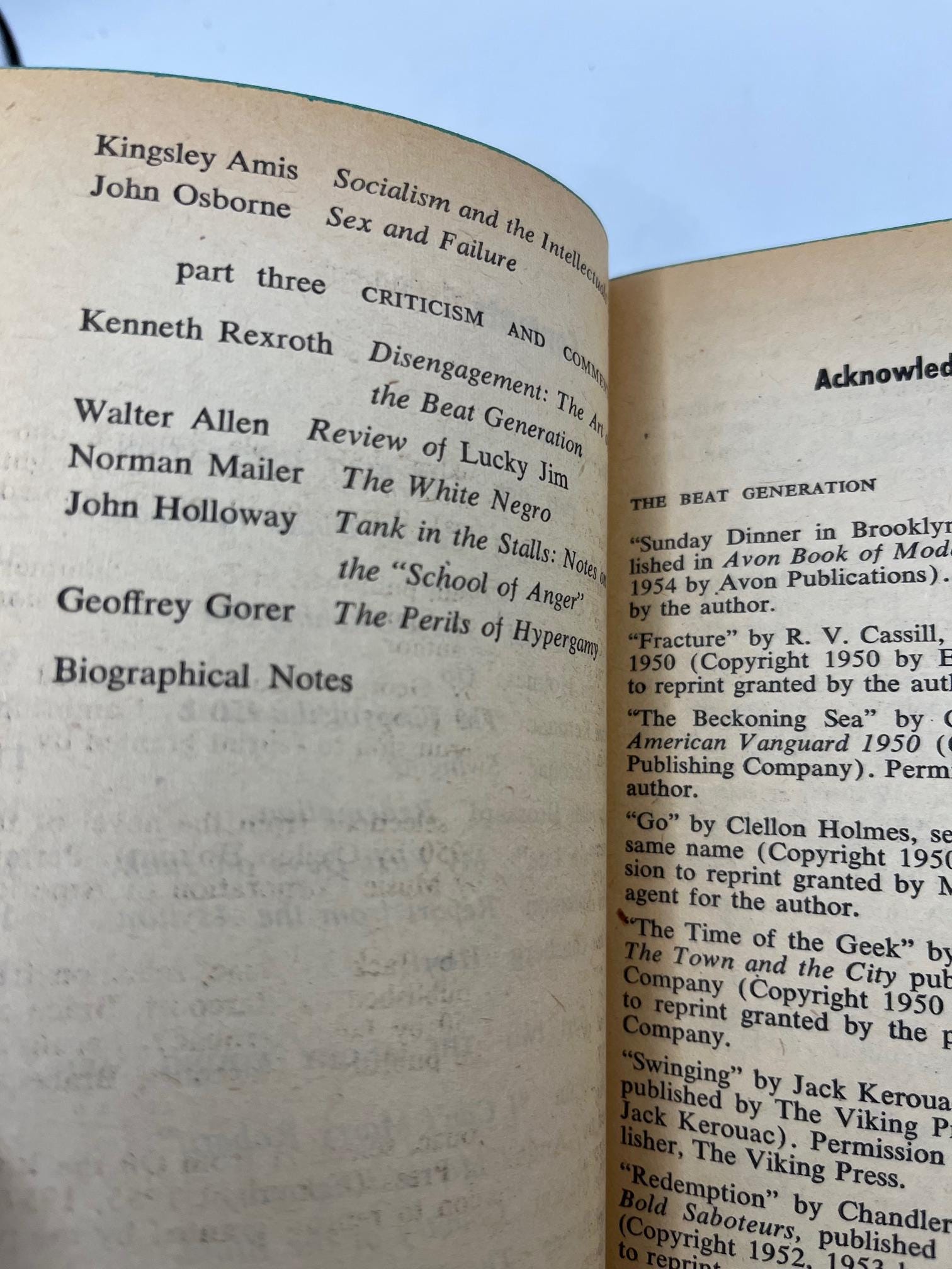 1959 BEAT GENERATION, Anthology, KEROUAC, Allen Ginsberg, William