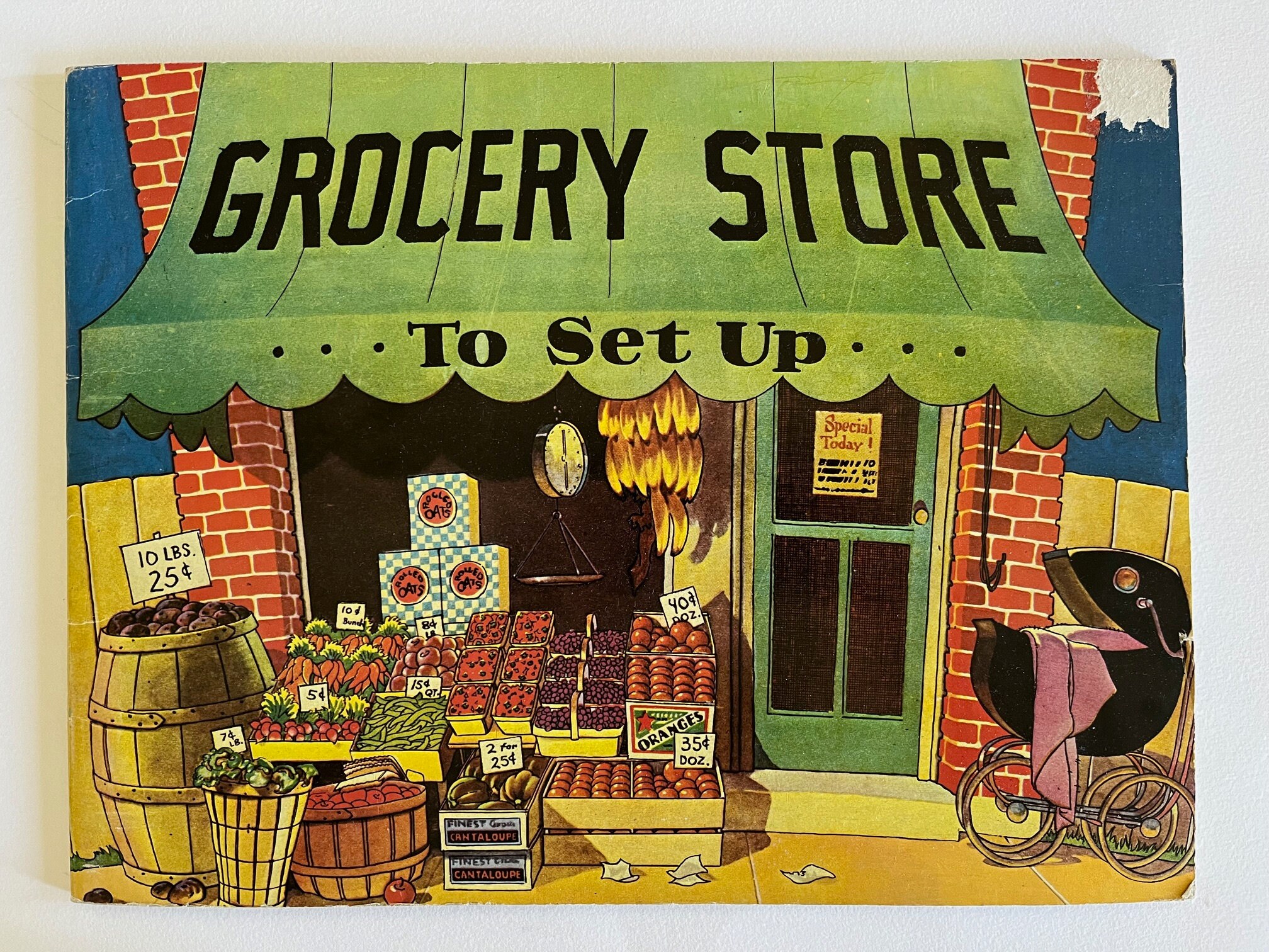 GROCERY STORE To Set up ~ Old Fashioned  Reproduction 1920's-1930's / Paper Dolls cut out Uncut book / Merrimack Publishing replica vintage