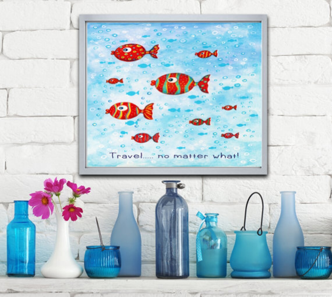 Fish Print Nursery Decor Nursery Printables Whimsical Fish Etsy
