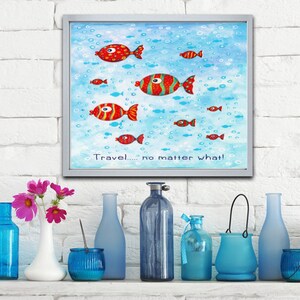Fish Print, Nursery Decor, Nursery Printables, Whimsical Fish Painting ...