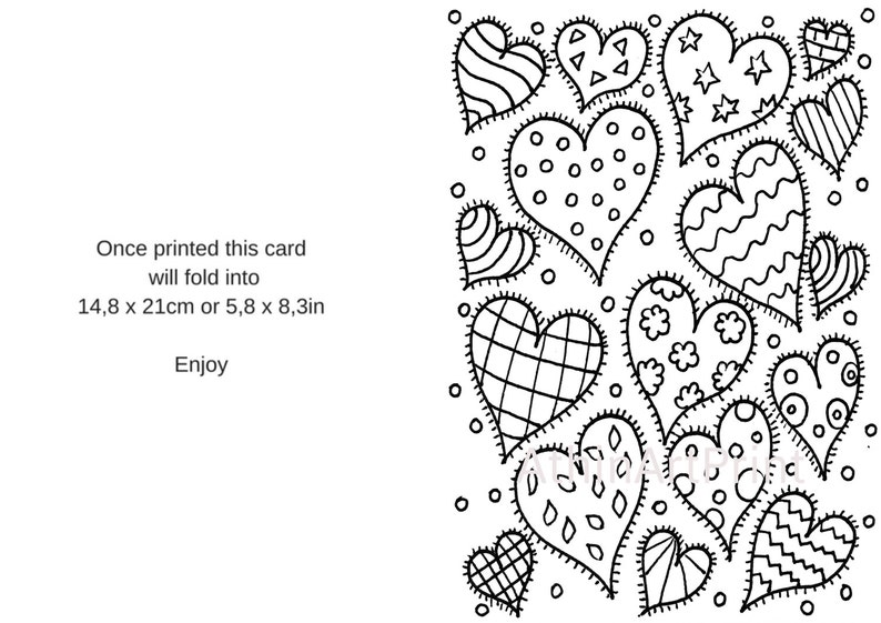 Greeting Card Valentine/'s Day Card INSTANT DOWNLOAD Love Card Coloring Cards Printable Valentine Card Romantic Card I Love You