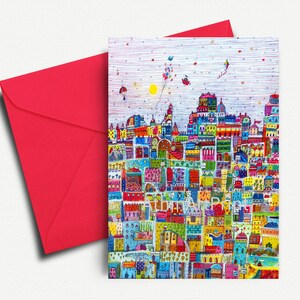 Cidade dos Sonhos | Cartão de DOWNLOAD INSTANTÂNEO pintado à mão