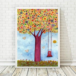 Tree Art Print, Printable Art, Home Decor, Tree Painting, Tree Wall Art, Folk Art, Abstract  Print, Printable Poster,  INSTANT DOWNLOAD