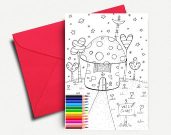 MAGIC Fantasy Coloring Card | Printable Digital Coloring Card | INSTANT DOWNLOAD