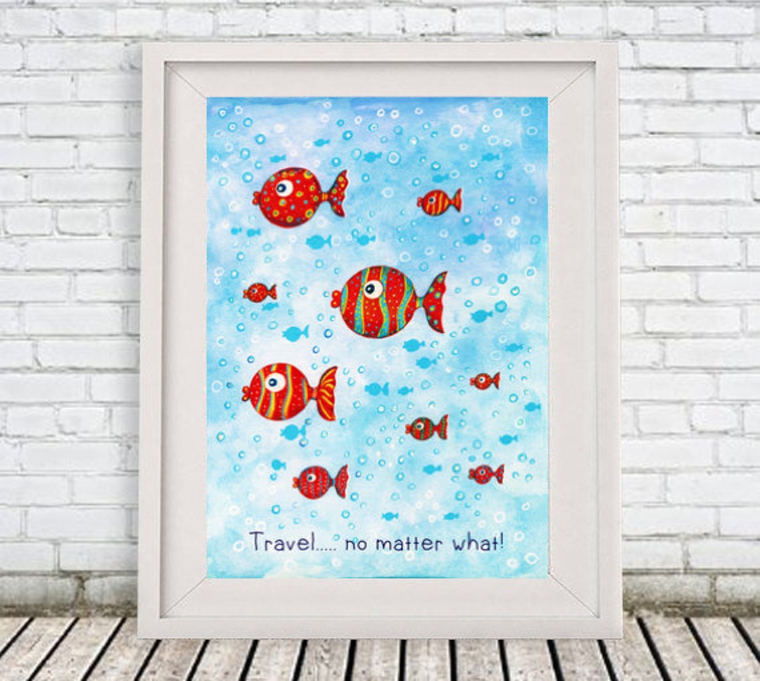 Fish Print, Nursery Decor, Nursery Printables, Whimsical Fish Painting ...