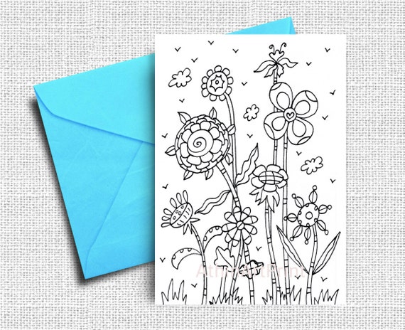Printable Card, Adult Coloring Cards, Coloring Cards, Blank Coloring Cards, Kids  Coloring Page, Digital Coloring Cards, INSTANT DOWNLOAD 