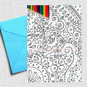 Mandala-Inspired Coloring Card for Kids & Adults | Printable, INSTANT DOWNLOAD
