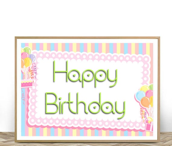 Happy Birthday Printable Sign Birthday Party Decor First | Etsy