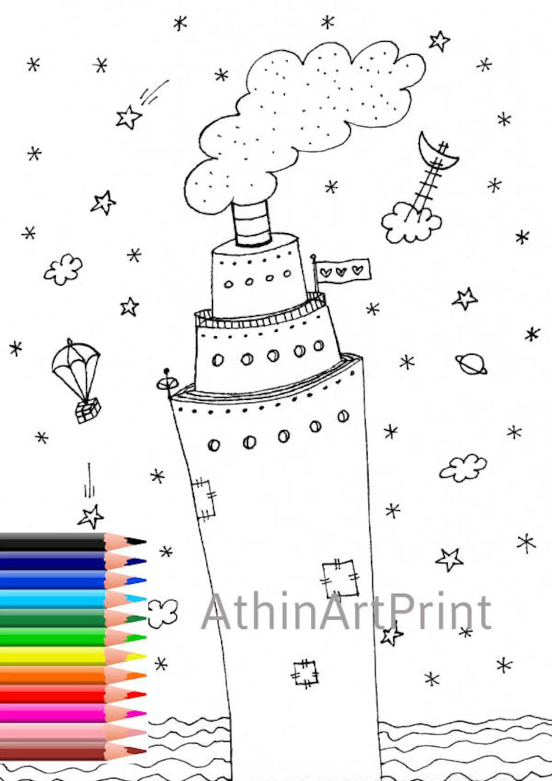 Printable Coloring Page, Boat Coloring Page, Kids Coloring Pages