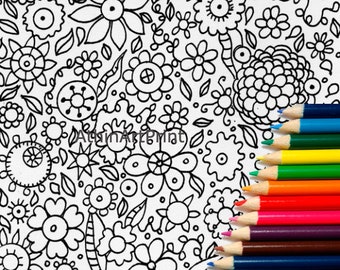 Adult  Coloring Pages, Printable Coloring Art Therapy, Colouring Page, Digital Coloring Page, Kids Coloring Pages, INSTANT DOWNLOAD