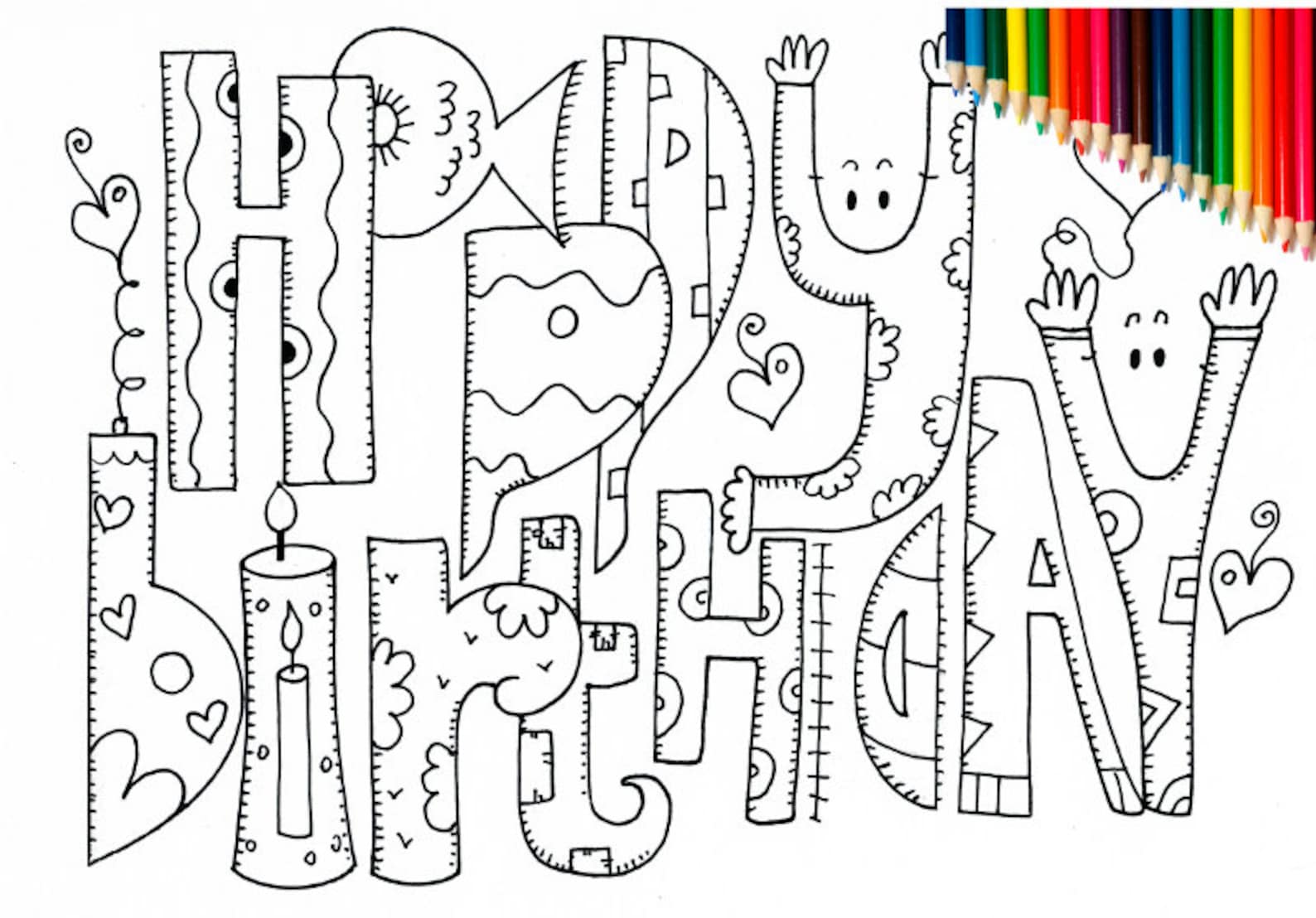 Happy Birthday Coloring Page for - Il 1588xN.1666489608 Llnq 