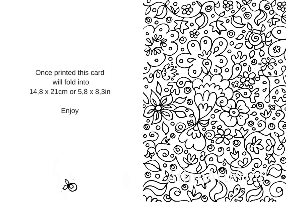 Colouring Cards, Adult Coloring Cards, Printable Coloring Cards for ...