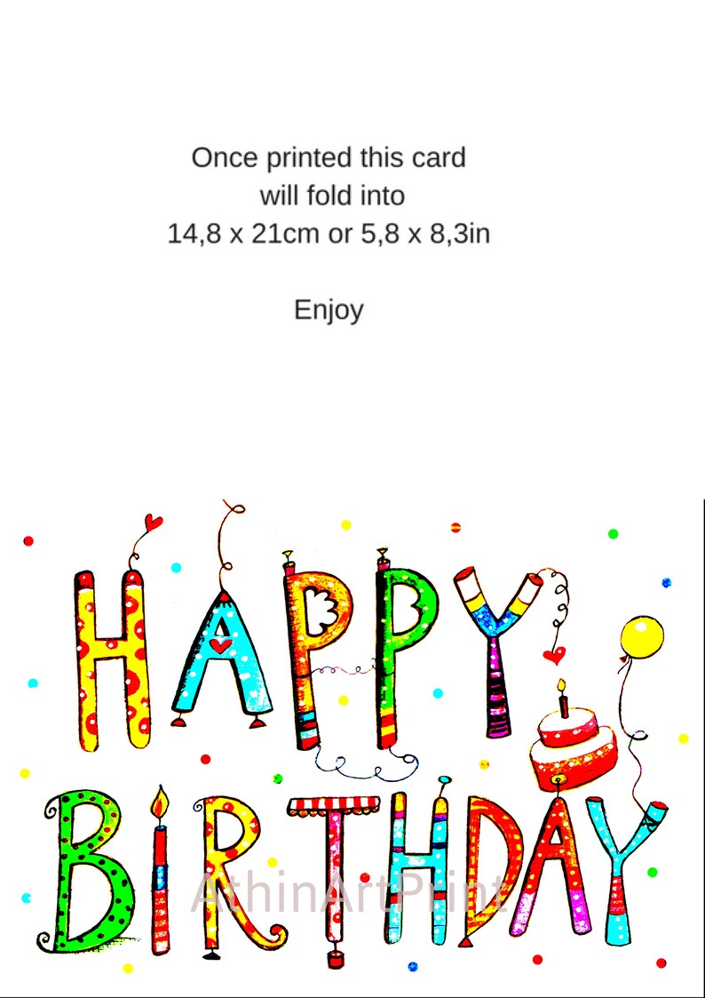 Birthday Card Printable Birthday Card Greeting Card Blank Etsy