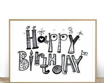 Happy Birthday Print INSTANT DOWNLOAD - Etsy