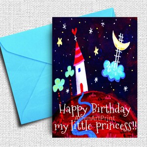 Printable Colorful Birthday Card | Happy Birthday Princess | INSTANT DOWNLOAD