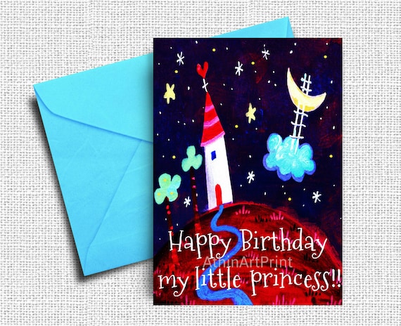 Printable Colorful Birthday Card Happy Birthday Princess | Etsy