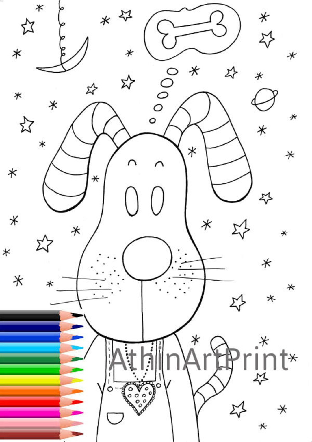 Dog Coloring, Printable Coloring Pages, Color Your Dog, Kids Coloring