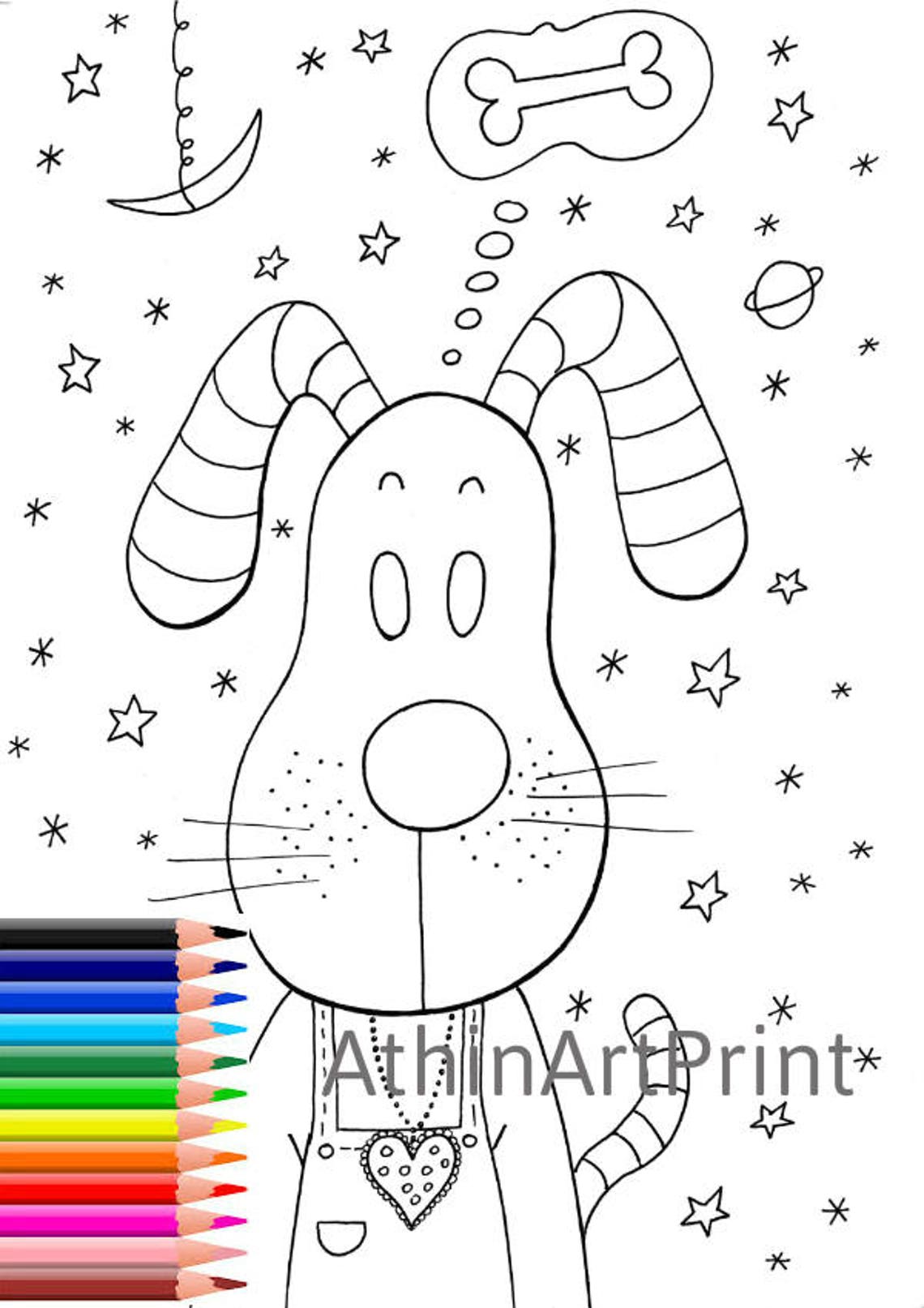 Dog Coloring, Printable Coloring Pages, Color Your Dog, Kids Coloring ...