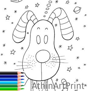 Dog Coloring, Printable Coloring Pages,  Color your Dog,  Kids Coloring Pages, INSTANT DOWNLOAD