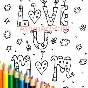 Mother&#39;s Day Coloring Page, Printable Coloring Pages, Coloring Page for Mom, Gift for Mom, Kids Coloring, INSTANT DOWNLOAD