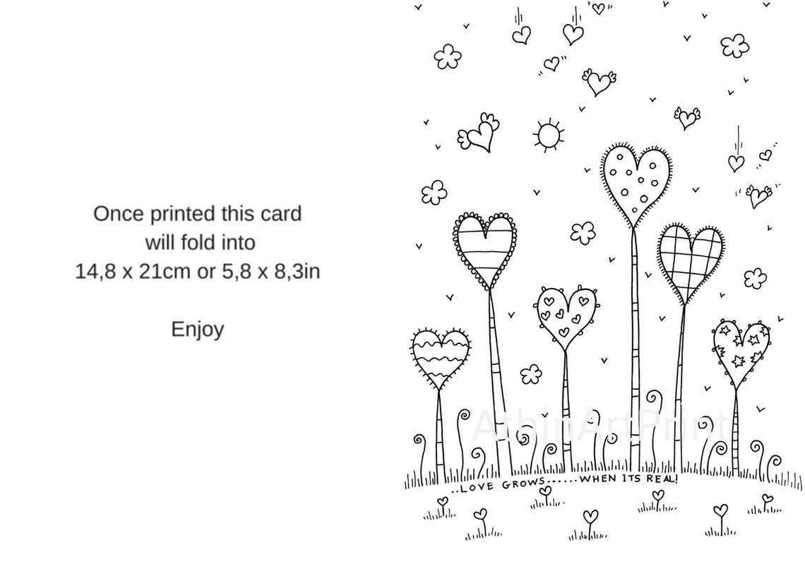 Love Greeting Cards, Coloring Cards, Love Card, Printable Valentines