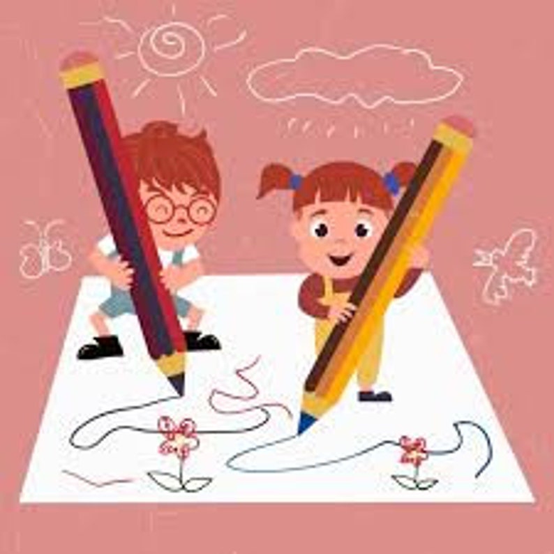 Написать drawing. Карандаш для детей. Юные художники векторные изображения. Юный художник. Ребенок пишет вектор.