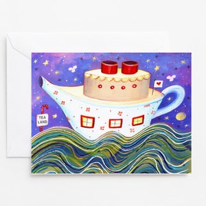 | de bateau théière Bateau fantaisiste | carte d’amitié | Œuvres d’art téléchargeables