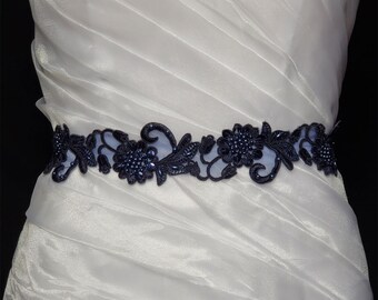 Navy Beaded Sash - Etsy