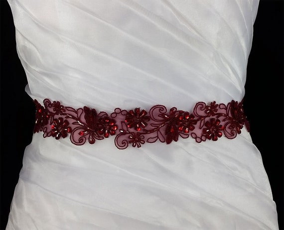 burgundy bridal sash