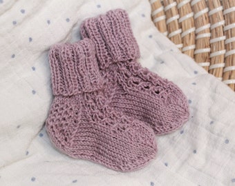 Babysocken / Babysöckchen gestrickt altrosa