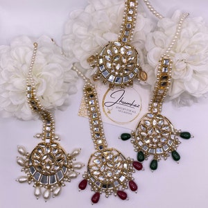 Big Pakistani/Indian Style Mirror Kundan Mang Tikkas