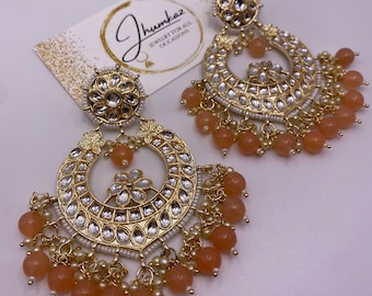 Desi Chand Bali Bollywood Style Earrings, Pakistani Indian Style Jewelry