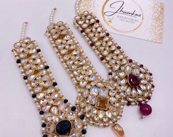 Pakistani/Indian Style Mirror Kundan Mang Tikkas